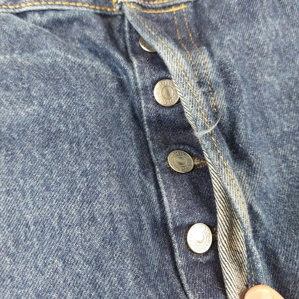 Levi's 501 Original Fit Jeans Mens 42x32 Blue Button Fly Straight Leg Denim